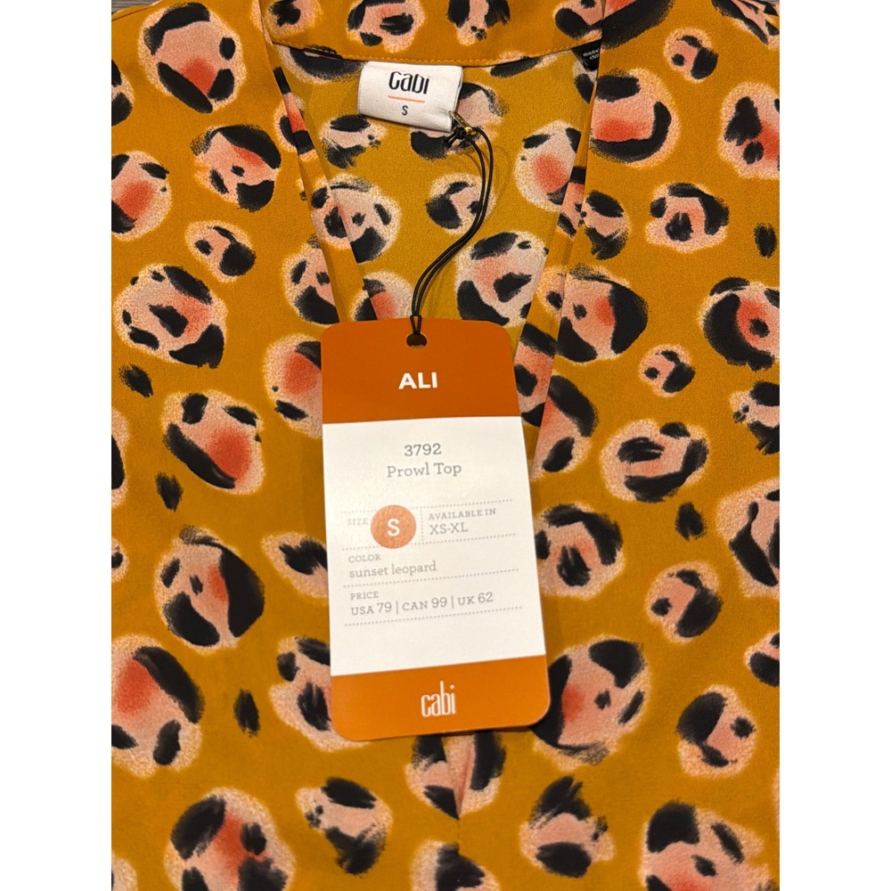 Cabi Prowl Top 3792 Sunset Leopard Animal Print Sleeveless V-Neck Blouse Small - Picture 2 of 5